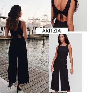 Wilfred Écoulement Romper Black Wide  Legs Open Back Lined Size 4